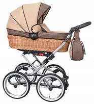 Kūdikių vežimėlis 2in1 CLASSIC BABY, pintas, RETRO dizainas