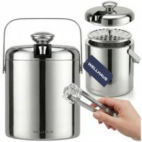 Ledo kibirėlis WELLHAUS, 1,3 l, nerūdijančio plieno, su žnyplėmis