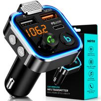 Bluetooth FM siųstuvas ir automobilių kroviklis USB-A/USB-C, MP3 adapteris, QC3.0