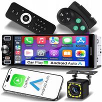 Automobilinė radija 1 DIN su USB, Android Auto, CarPlay, Mirror Link ir vaizdo kamera