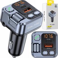 Automobilinis Bluetooth FM siųstuvas MP3, AUX, įkroviklis USB-C PD 30W ir USB-A