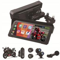 Motociklo monitorius su Android Auto, Apple CarPlay, 2 kameromis, DVR, „Pilot“ ir „Bluetooth“