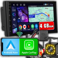 Automobilio multimedijos grotuvas su GPS, WiFi, Bluetooth, CarPlay, Android Auto, 4GB/64GB, kamera, 2 DIN