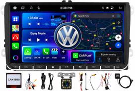 Automobilinė radija 9" su navigacija, 4/64GB, Android 15, CarPlay, tinka VW Passat B6 B7 CC, Golf V VI