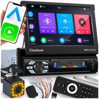 Automagnetola 1 DIN su 7" ištraukiamu jutikliniu ekranu, Bluetooth, CarPlay ir Android Auto