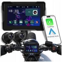 Motociklo dviejų kamerų vaizdo registratorius su 5" navigacija, CarPlay ir Android Auto