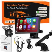 Automobilio radijas 7" su CarPlay, Android Auto, belaidžiu FM, Bluetooth, AUX ir kamera