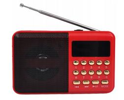 Mini skaitmeninis FM/MP3/BT radijas, įkraunamas per USB, raudonas