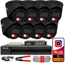 Vaizdo stebėjimo sistema HiLook Hikvision, 8 kamerų, 6 MP, POE, juoda