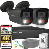 Vaizdo stebėjimo rinkinys su 2 IP kameromis, 4K, PoE, mikrofono funkcija, 1TB HDD