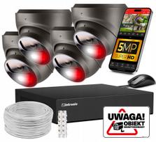 IP PoE vaizdo stebėjimo kamera, 4 vnt., 5 MP, pilkos, su garso detekcija