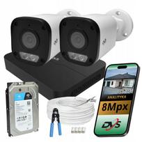 Namų vaizdo stebėjimo rinkinys, 2 kameros, 8 Mpx, 4K IP PoE, 1TB, dviguba LED apšvietimo sistema