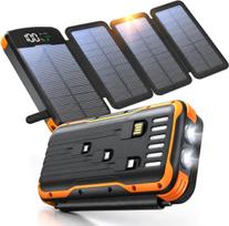 Išorinė baterija SOUNIX, 30000mAh, saulės įkrovimas, IP65, 22,5 W, greitas įkrovimas, su laidais