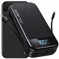 Išorinė baterija 30000 mAh, 22,5 W, 2x USB, USB-C, įmontuotas USB-C laidas