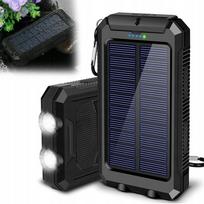 Saulės energijos išorinė baterija 30000mAh, atspari vandeniui, su integruotu kompasu, 2x USB