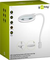 Kosmetinė lempa su didinamuoju stiklu Goobay, 30x LED, 6W, 480 lm, 1,75x, balta, su spaustuku
