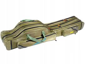 Žvejybinis meškerių dėklas, 140 cm, 3 skyrių, sustiprintas, khaki spalvos