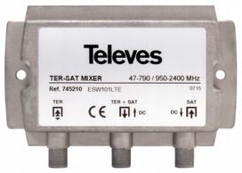 TV signalų skirstytuvas Televes 745210, DVB-T2 ir SAT