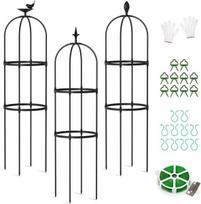Sodo obeliskų/ atramų rinkinys augalams – 3 vnt., 124 cm, juoda