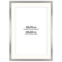 Nuotraukų rėmelis FRAMAI 50X70 cm su passe-partout (40x60 cm) Sidabrinė vertikali horizontali