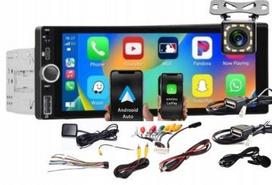 Automobilinė 1DIN radijo navigacija su CarPlay, Android Auto, žemėlapiais, Bluetooth, USB, 2GB/64GB