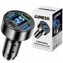 Automobilinis įkroviklis 4x USB, USB-C, PD, QC3.0, 66W, su voltmetru