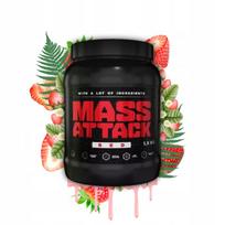 Papildas raumenų masei FITLABS Mass Attack 1500g su kreatinu, BCAA, braškių skonio