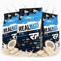Baltyminiai milteliai Real Mass GAINER PER MASS, kokosų, 1000g