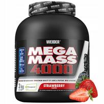 Gaineris WEIDER MEGA MASS 4000 3 kg, braškinis, su proteinu, angliavandeniais ir kreatinu