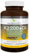 Maisto papildas MEDVERITA K2 MK-7 200µg + D3 2000IU, 120 kapsulių