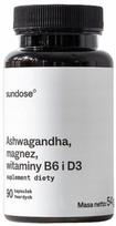 Maisto papildas Sundose Ashwagandha, magnio, vitamino B6 ir D3, 90 kaps.