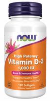 Maisto papildas NOW Foods Vitamin D-3 1000 IU, 180 kapsulių