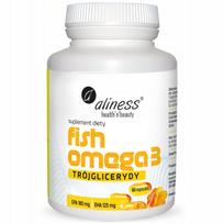 Maisto papildas Aliness FISH OMEGA 3 trigliceridai EPA 180mg DHA 120mg, 60 kaps.