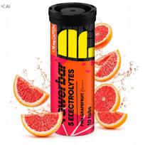 Elektrolitai PowerBar5, 10 tablečių, rožinis greipfrutas, su kofeinu 75 mg