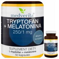 Maisto papildas MEDVERITA Tryptophan Melatonin 250/1 mg, 50 kaps.