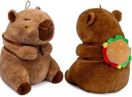 Kawaii - Capybara With Burger Backpack Pliušinis Žaislas | 25 cm