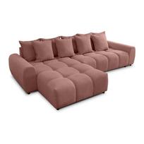 Terakotos spalvos kampinė sofa (su kairiuoju kampu/su gultu) Albane – Ropez