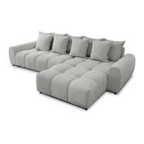 Šviesiai pilkos spalvos kampinė sofa (su dešiniuoju kampu/su gultu) Albane – Ropez
