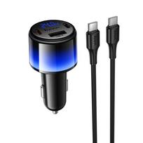Hoco Car Charger USB-A + 2x USB-C PD QC3.0 37W + USB-C to USB-C Cable Z69A, Black