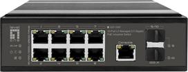 No Name LevelOne IGP-1091 10-Port L3 Managed 2.5 Gigabit PoE Industrial Switch, 2 x 1G/10G SFP+ Uplinks, 8-Port PoE Outputs, Power Budget 480W, 802.3af/at/bt PoE, DIN-Rail, -40°C to 75°C
