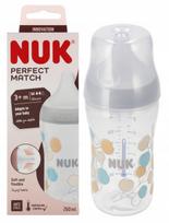 Kūdikių buteliukas Nuk Perfect Match, 260 ml, 3 mėn., skaidri sp./įvairių spalvų