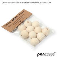 Dekoracija karoliukai PENWORD DKD-04, mediniai, 25mm/10vnt., su skylute
