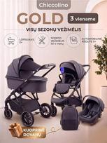 Vežimėlis CHICCOLINO GOLD 3in1 – sportinė sėdynė, lopšys, autokėdutės adapteriai