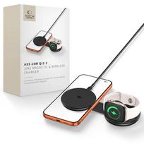 Belaidis įkroviklis Tech-Protect A55 2in1 MagSafe Qi2.2 25W, juodas