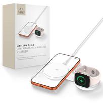 Tech-Protect A55 2in1 MagSafe 25W Qi2.2 belaidis įkroviklis ir USB-C laidas 100 cm, baltas