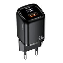 USAMS Wall Charger 1xUSB-C + 1xUSB T46 33W (only head) PD3.0 + QC3.0 Fast Charging black CC152TC01