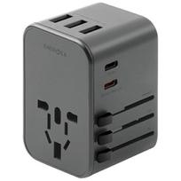 ENERGEA Wall Charger 3xUSB + 2xUSB-C PD-PPS-QC 3.0 35.5W 3A2C 4-in-1 Adapter US/AU/EU/UK Gunmetal Tr