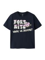 NAME IT Marškinėliai 'NKMFRANS FORTNITE' tamsiai mėlyna / rožių spalva / juoda / balta