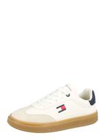 TOMMY HILFIGER Sportbačiai 'COOPER' kremo / gelsvai pilka spalva / tamsiai mėlyna jūros spalva / raudona