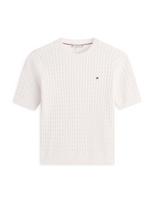 TOMMY HILFIGER Megztinis 'Cable Short Sleeve' smėlio spalva